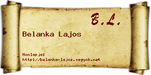 Belanka Lajos névjegykártya